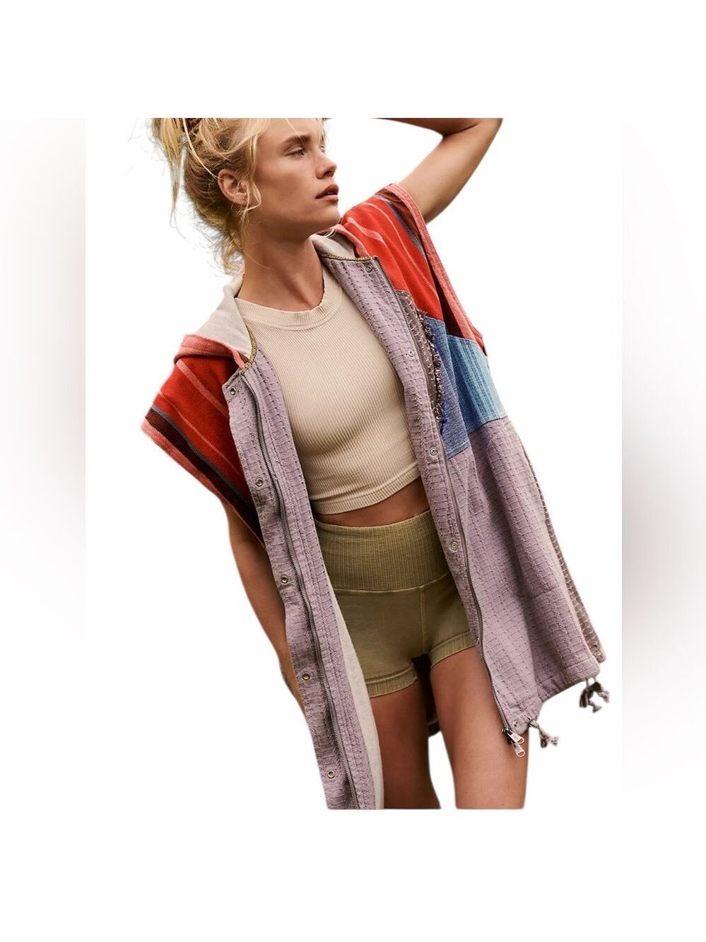 Free People Movement Sun Bum Vest Patchwork Very Oversized Boho Chic Super Cute - Picture 4 of 8
